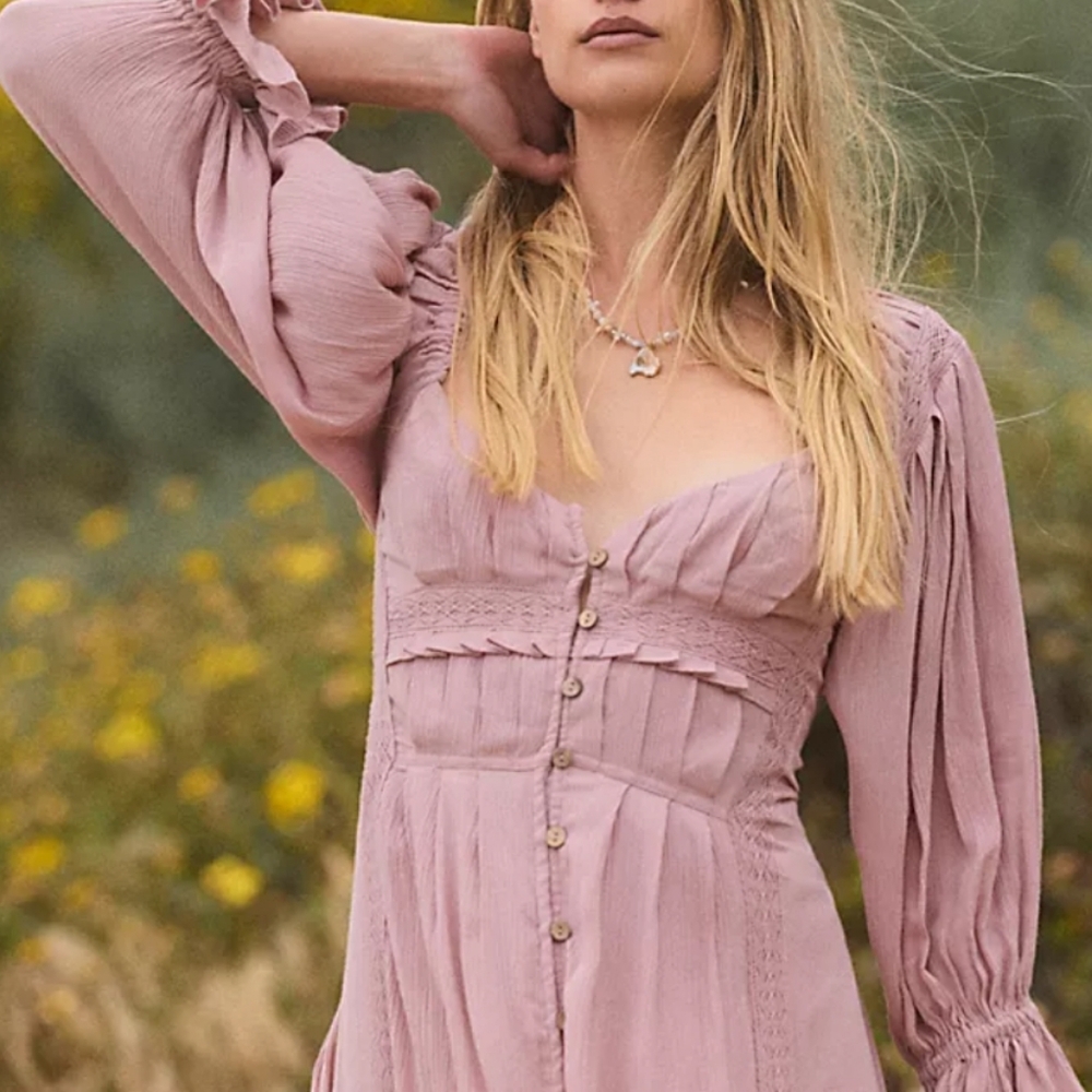 Free People Ivory Button-Front Maxi Dress - Picture 7 of 8